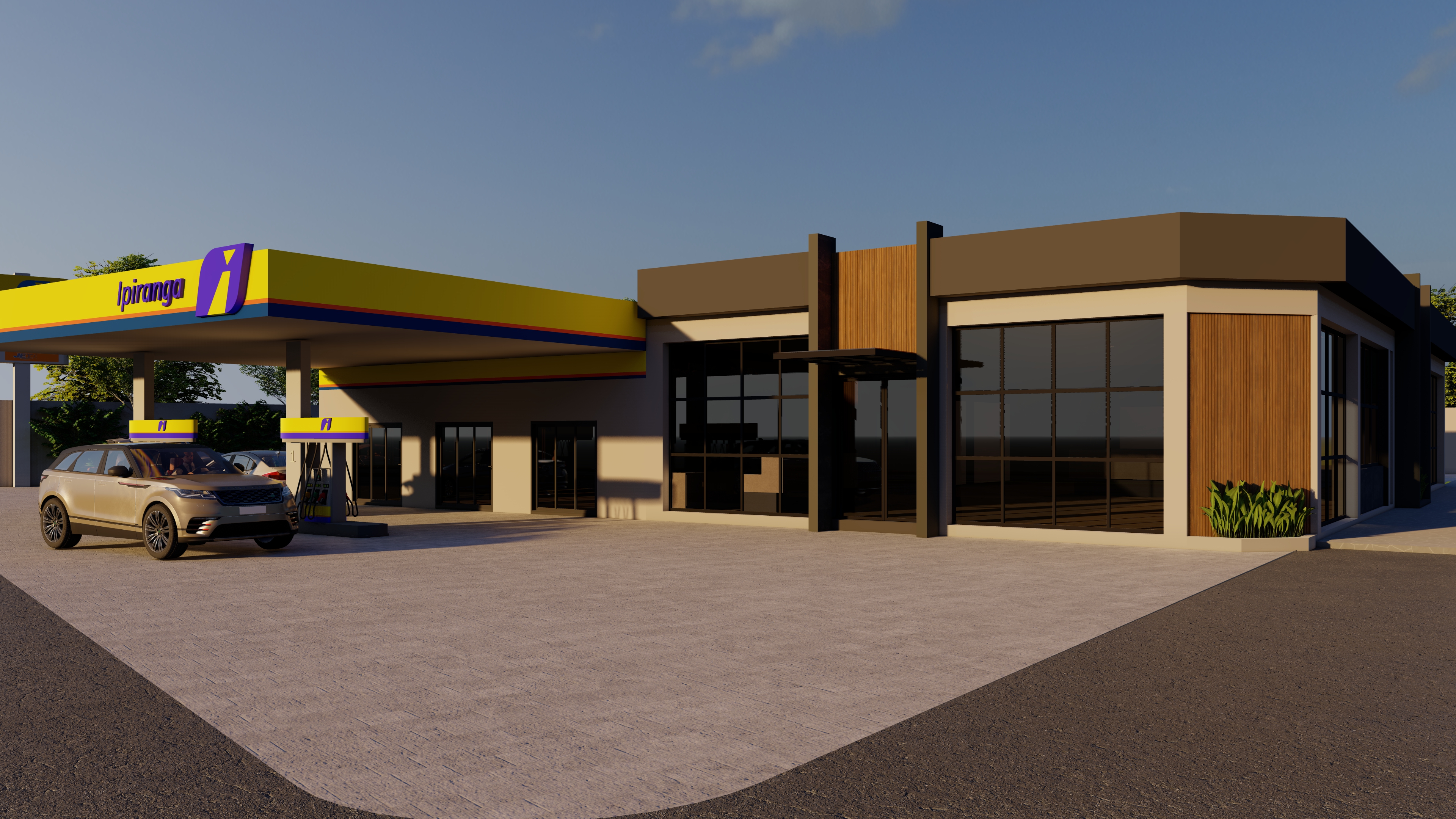 Vista da implantação pela frente